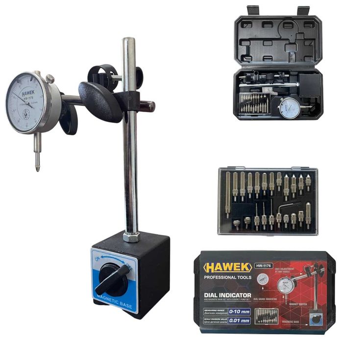 Магнитна стойка с индикаторен часовник и 22 броя накрайници MAR-POL