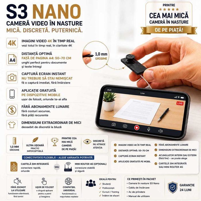 Sisteme de copiat - iCheat S3 Nano 4K - Camera Video Mini in Nasture