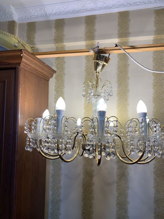 Люстра хрустальная позолоченая б/у