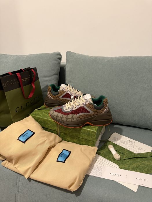 Adidasi Gucci Rhyton piele naturala model premium