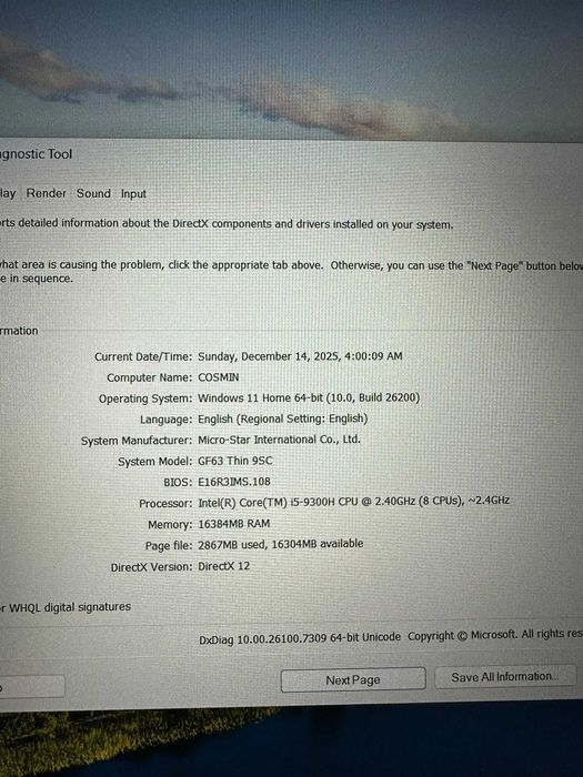 Laptop de gaming MSI GF63