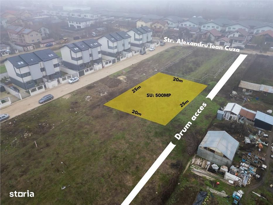 Tunari,Str Alexandru Ioan Cuza,Lidl,Teren  500 Mp,Asfalt,Gaz,Curent,Ca