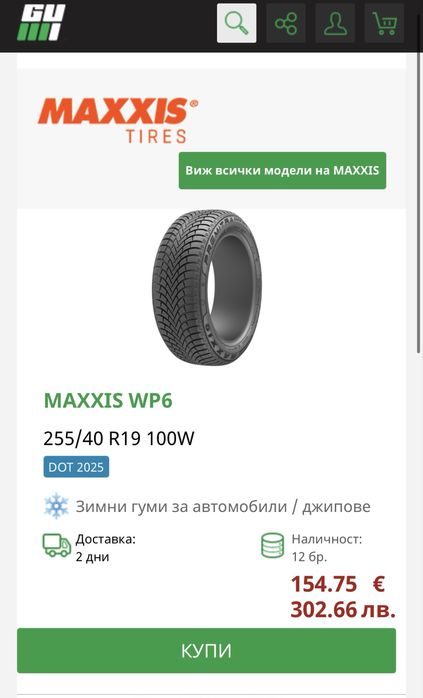 Зимни Гуми 255/40/19 Maxxis WP6