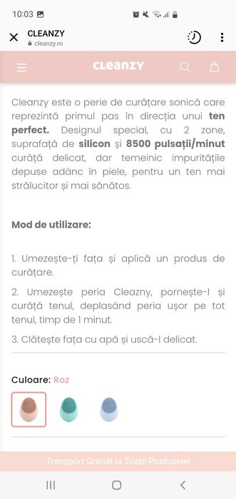 Perie curatare faciala Cleanzy roz