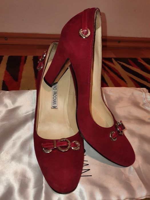 Pantofi grena rosii piele intoarsa, 36, Luciano Padovan, ca noi