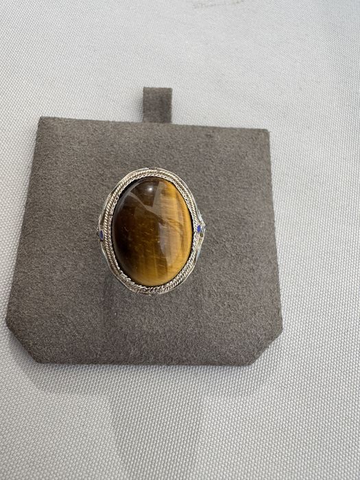 Inel din argint, email si ochi de tigru