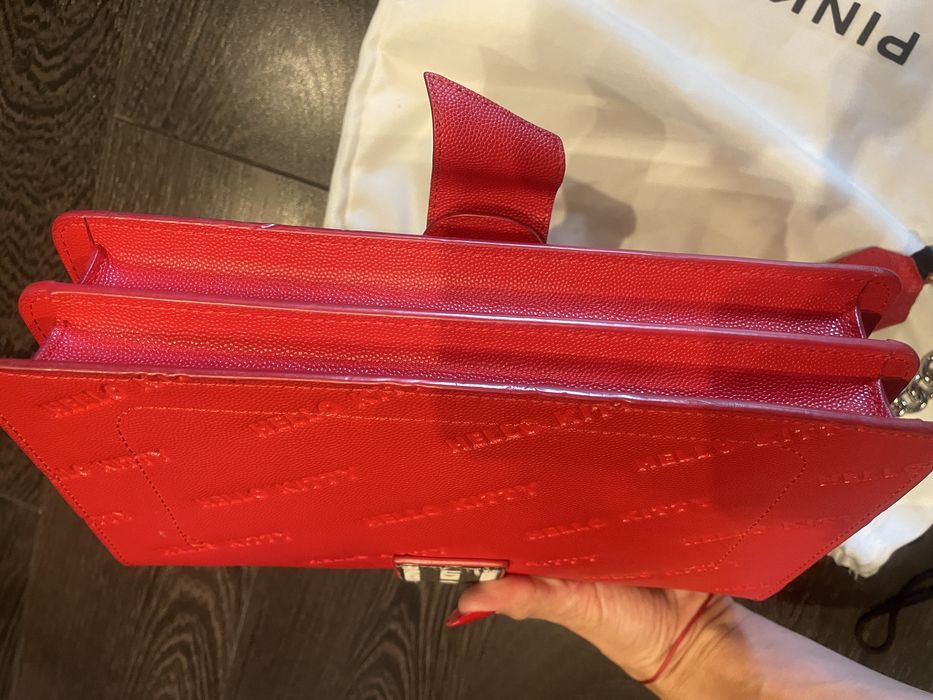Дамска чанта Pinko червена, естествена кожа