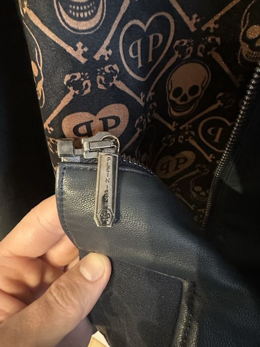 Geaca Philipp Plein Lether dark blue 3xl