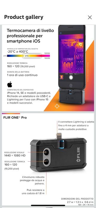 Flir One Pro, camera termoviziune, IOS, iphone, lighting