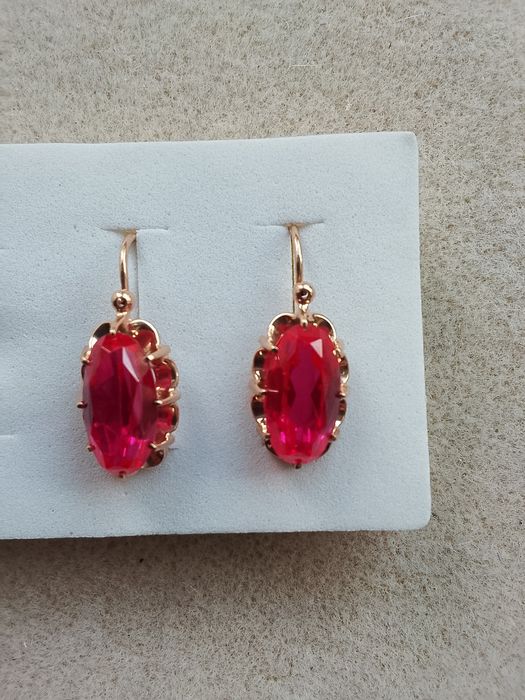 Серьги 583*СССР рубин