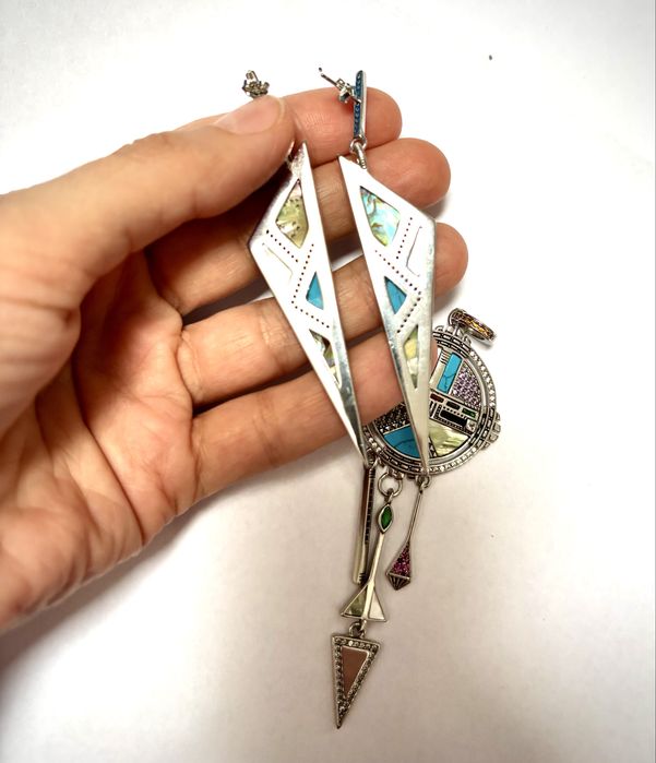 Set Argint 925 masiv AMULETA NOROCULUI pandantiv si cercei