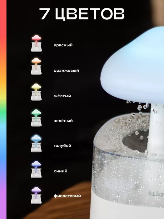 Увлажнитель воздуха с аромадиффузором дождик с колонкой  Bluetooth