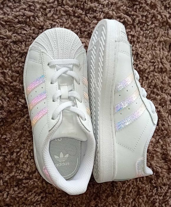Adidas Superstar I White Iridescent детски маратонки обувки бели нови