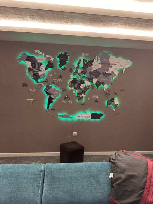 Uy va ofisingizni , 3D dunyo xaritasi bilan bezang