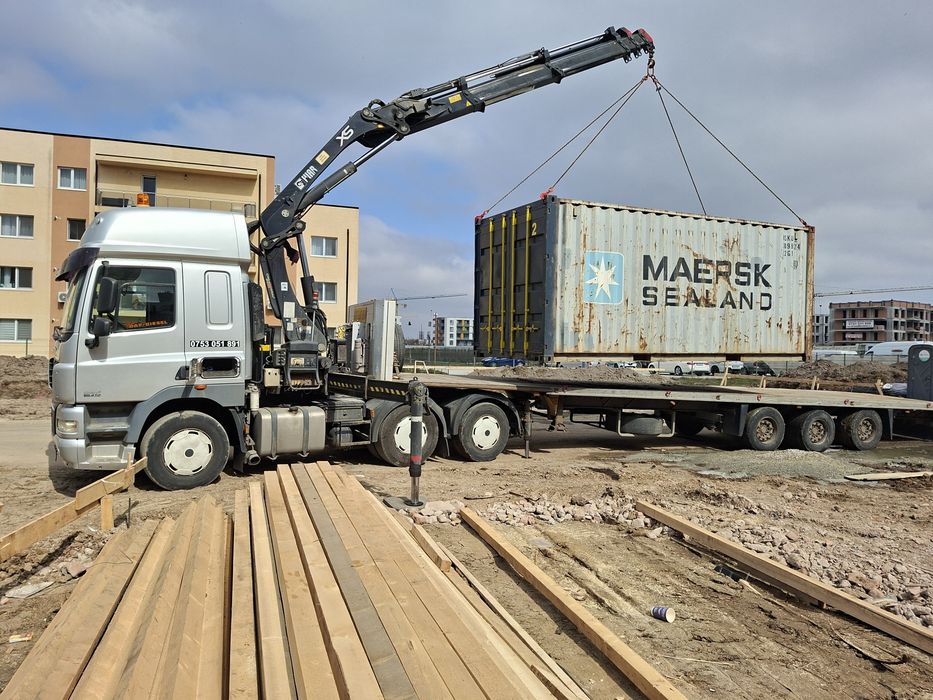 Transport containere,buldo excavatoare,utilaje,tractoare,inchiriez platforma trailer