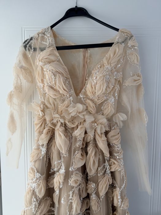 Rochie eleganta de seara din dantela brodata 3D