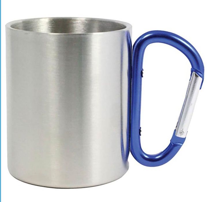 Сублимируема чаша от неръждаема стомана с цветна дръжка тип Карабинер