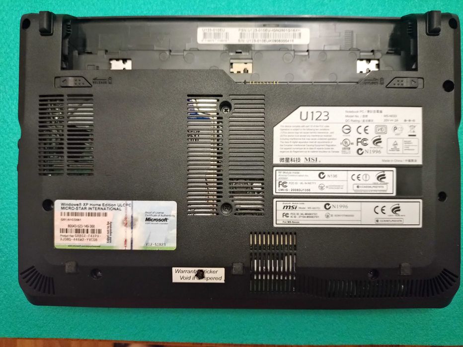 Notebook MSI U123 10”, Intel Atom N280 1.66GHz, 1GB RAM, 160GB HDD