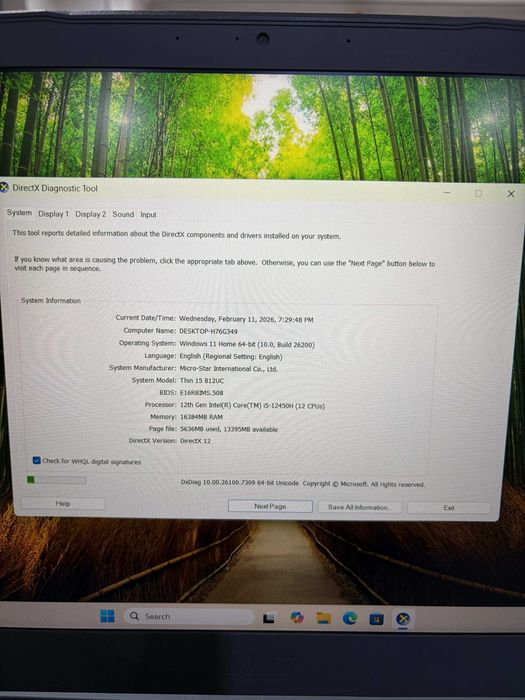 Laptop MSI Thin 15 B12UC i5-12450H 16GB 512SSD RTX 3050 4GB