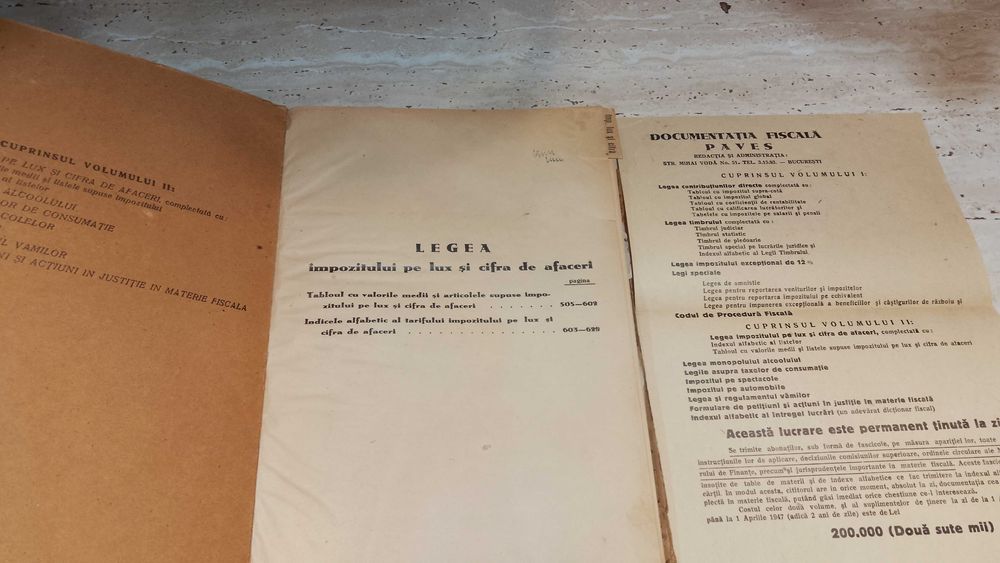 "Documentaţia Fiscală Paves", Volumul II - rara, Ideal COLECTIONARI