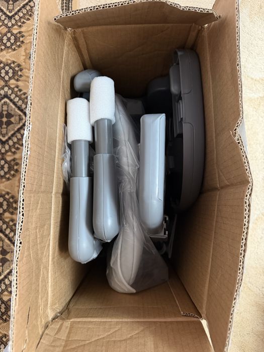 Scaun de masă bebe pliabil Ezebaby, reglabil, centuri 5 puncte, gri