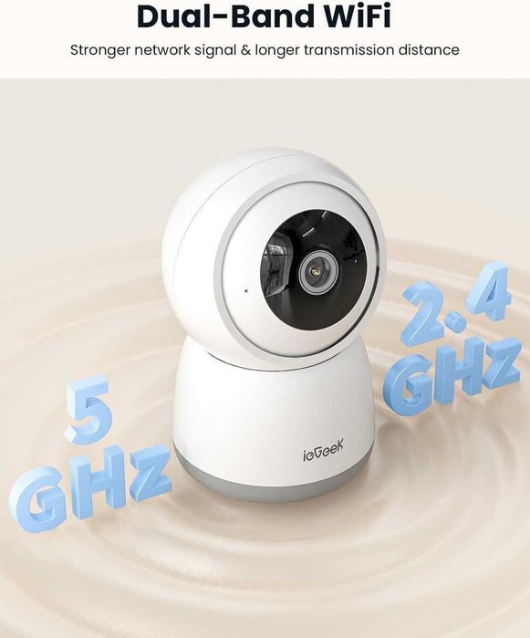 ieGeek 2.4g/5g WiFi охранителна камера за вътрешен монтаж, 5MP кабелна CCTV IR камера, SD карта