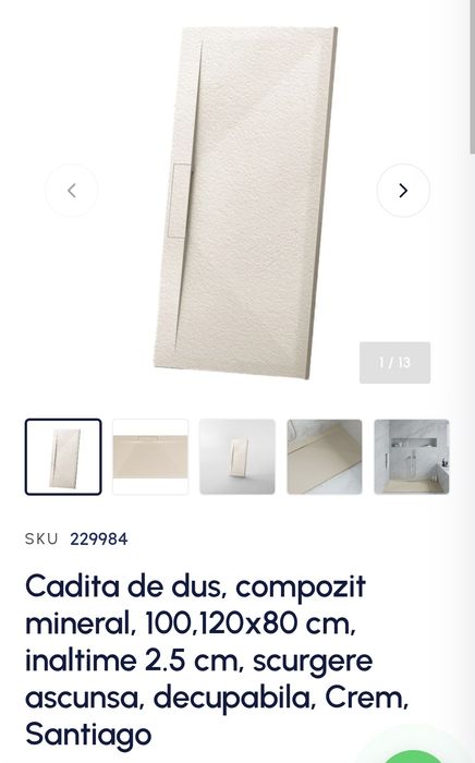 Cadita dus 100x80 îngropată compozit crem