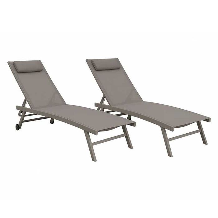 Set mobilier plaja/gradina/terasa 2 șezlonguri Gri LIVRARE GRATUITA