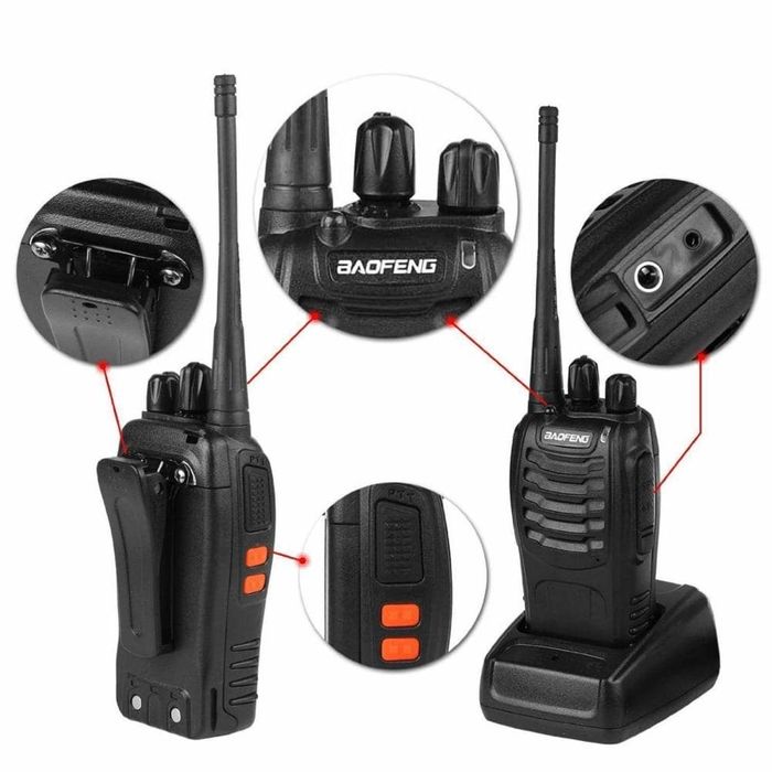 Set 2 walkie-talkie, Baofeng, 16 Canale, Negru