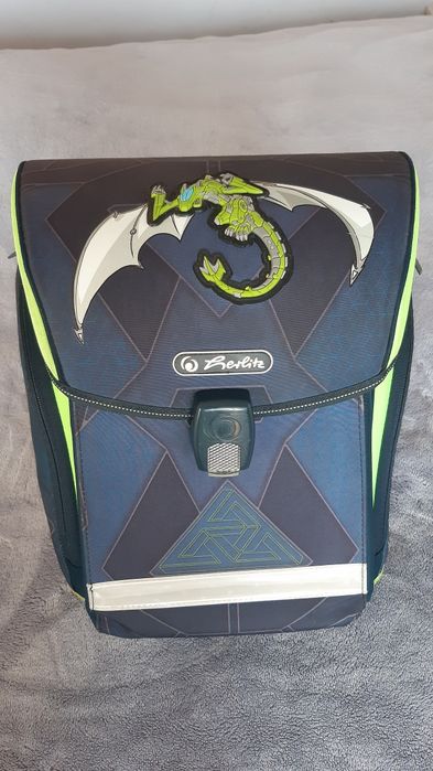 Herlitz Ученическа Раница Зелен Дракон робот. Ергономична