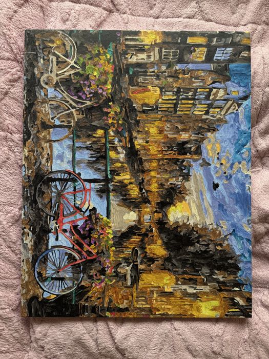 Картина из акрила . Еропейский город осенью