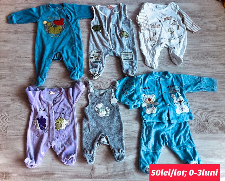 Vand haine bebelus diverse (salopete, body, pantaloni, bluze etc)