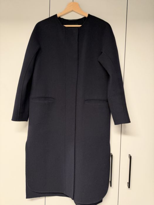 Дамско палто Massimo Dutti – тъмносиньо, 80% вълна, EU 34