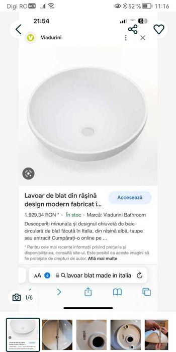 Chiuveta/lavoar ceramic, NOU Made in Italy, pt. blat, la sfert de pret