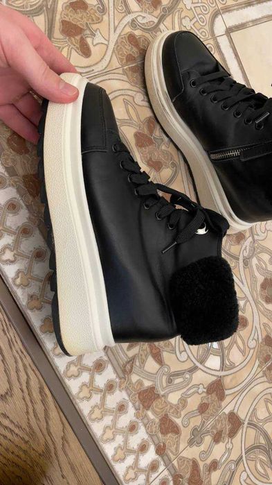 Зимние ботинки, мех, платформа, чёрные