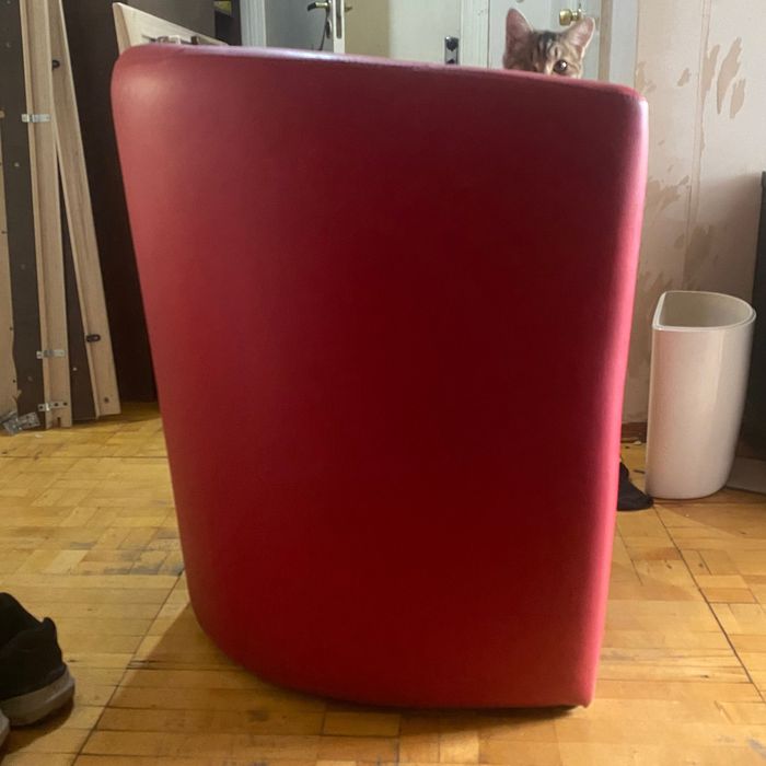 Красное кресло из кожи