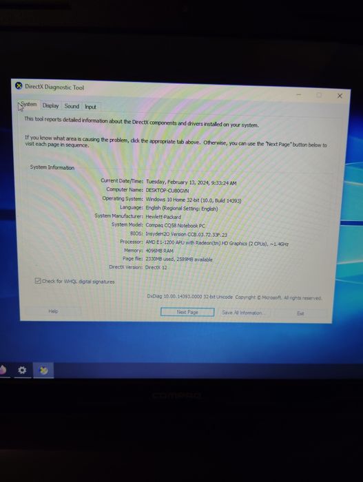 Laptop HP Presario CQ58