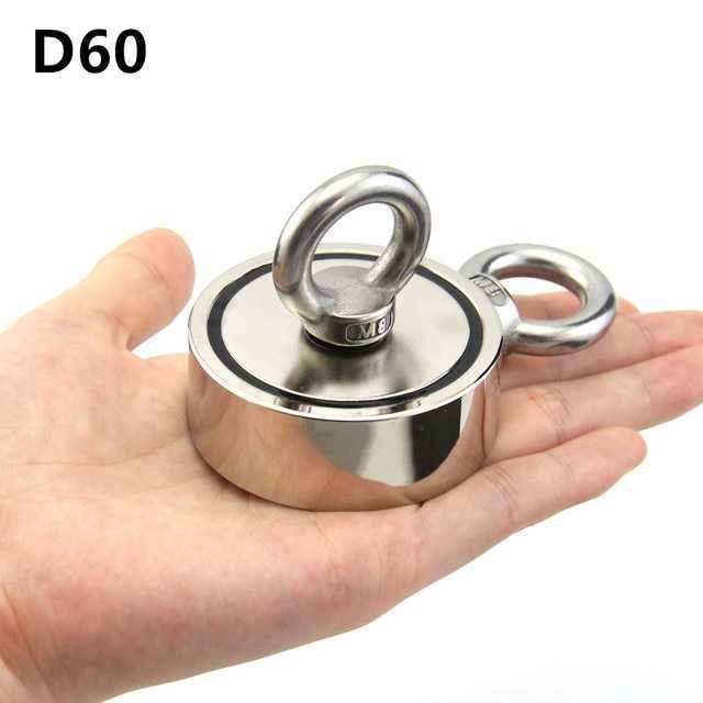 Магнит за магнитен риболов 60мм ДВУСТРАНЕН сила 2x140kg. Индустриален.