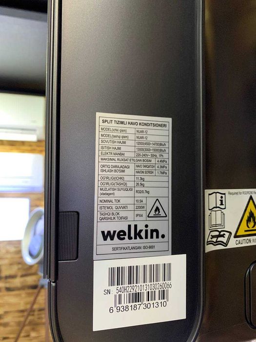 Кондиционер Welkin / Konditsioner Welkin Nuar 12 000 Btu Inverter