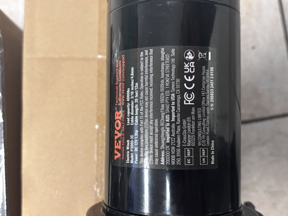 Лебедка Vevor 12v  4000Lbs  нова Топ