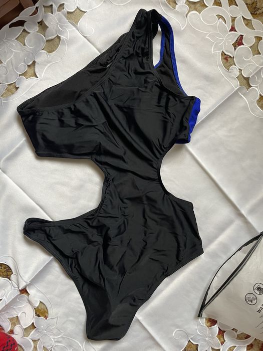Costum de baie intreb negru albastru Marime M