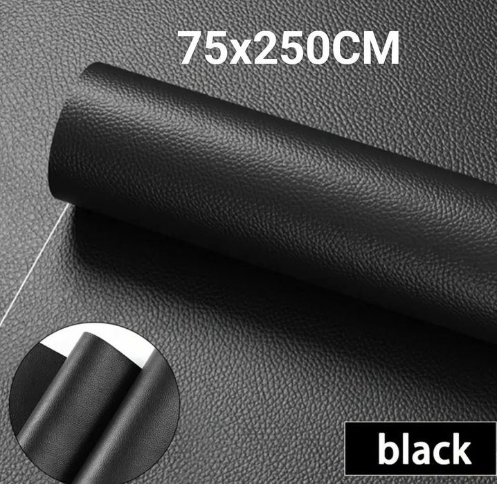 Rola Piele Autoadeziva Neagra 75x250cm / Reparație Tapițerie INT. auto