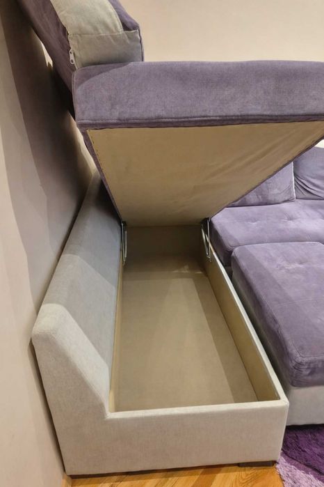 Ъглов диван Мелани 310x190 ЛЯВ/Функция сън/Табуретка с ракла