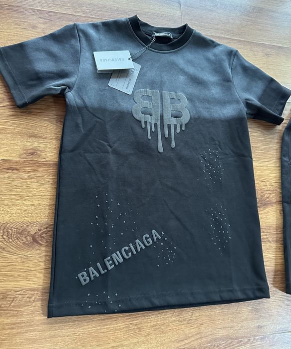 Мъжки,памучен,черен къс комплект Balenciaga със сиво