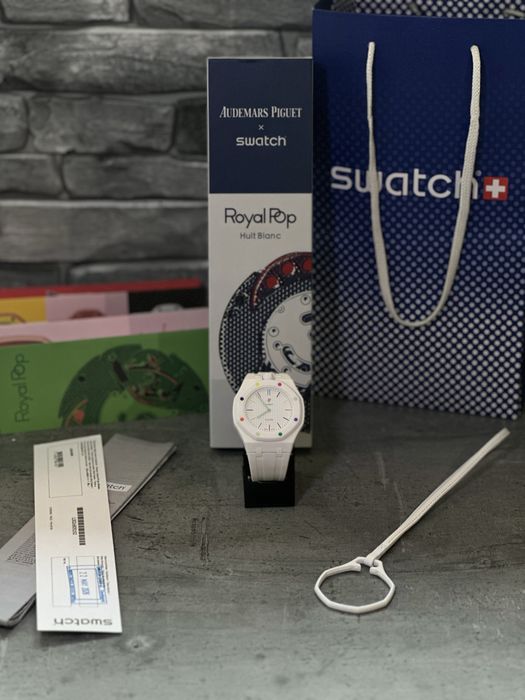Ceas AP X Swatch Huit Blanc PREMIUM Full Box + Brățară