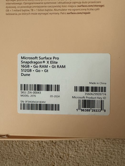 Microsoft Surface Pro X elite 16/512 Gb dune ca Noua