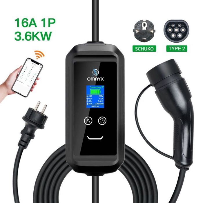 Мобилна Зарядна Станция 3.6 kW 16А  Тип2 5м с шуко, Домашно EV Зарядно