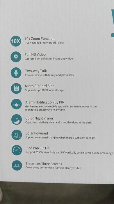 Двойна соларна безжична въртяща камера 4G 6MP 10zoom работи  SIM карта