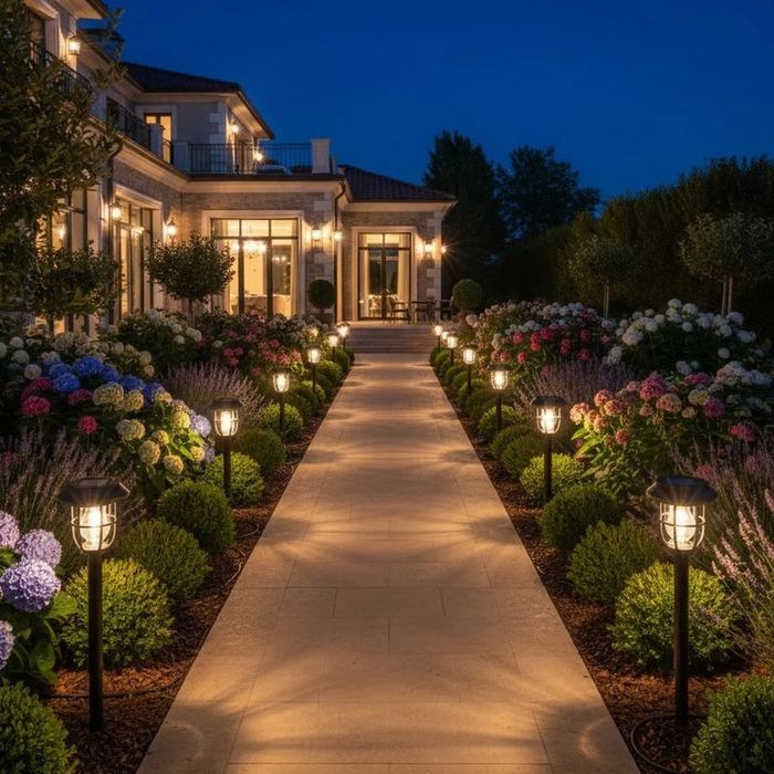 2 bucatii Lampă Solară de Grădină 48 cm, Felinar LED 13cm,Portabila cu Panou Solar Integrat,Țăruș,Montaj in Sol