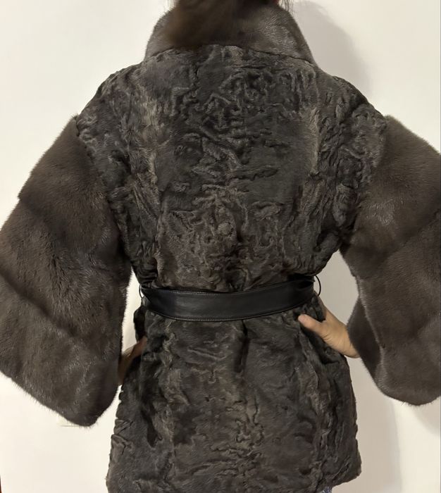 Шуба каракульча с норкой